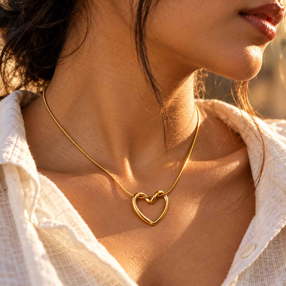 Eternal Love 18K Gold-Plated Open Heart Pendant Necklace